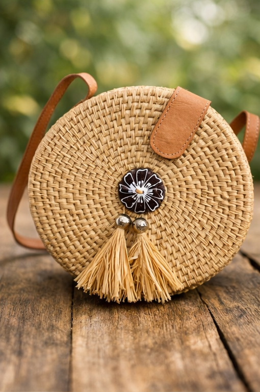 Round Raffia Bag
