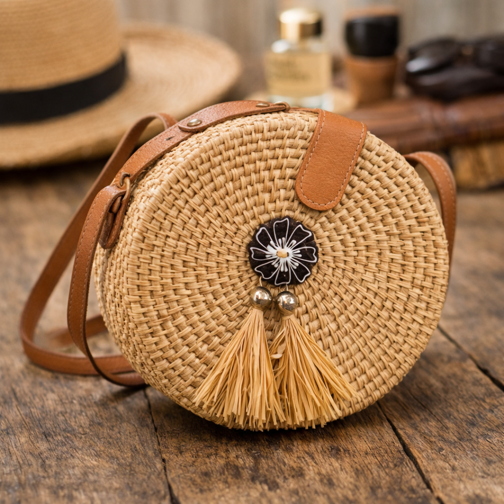 Round Raffia Bag