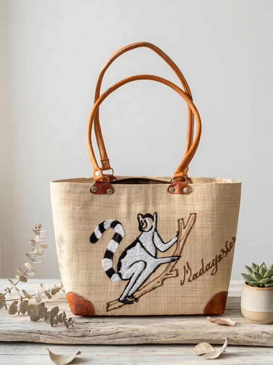 Madagascar Handwoven Raffia Basket