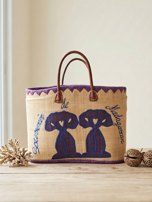 Madagascar Handwoven Raffia Basket